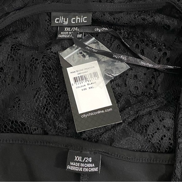 City Chic NWT Divine Creation Lace Maxi Dress Plus Size Black - Picture 13 of 17